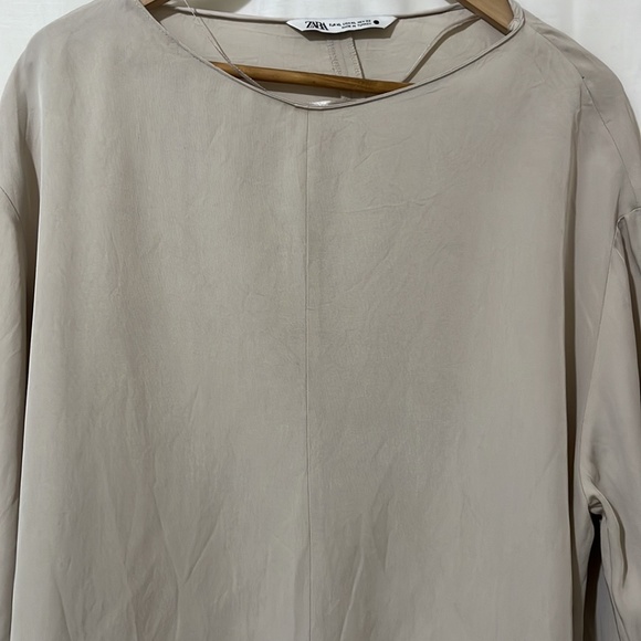 Zara Tan Soft Long Sleeve Pull Bottom Top - Picture 4 of 5